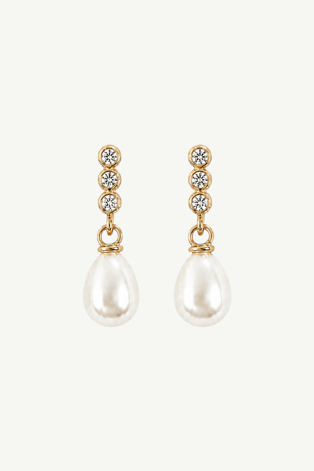 Bezel Line Pearl Drop Earrings
