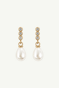 Bezel Line Pearl Drop Earrings