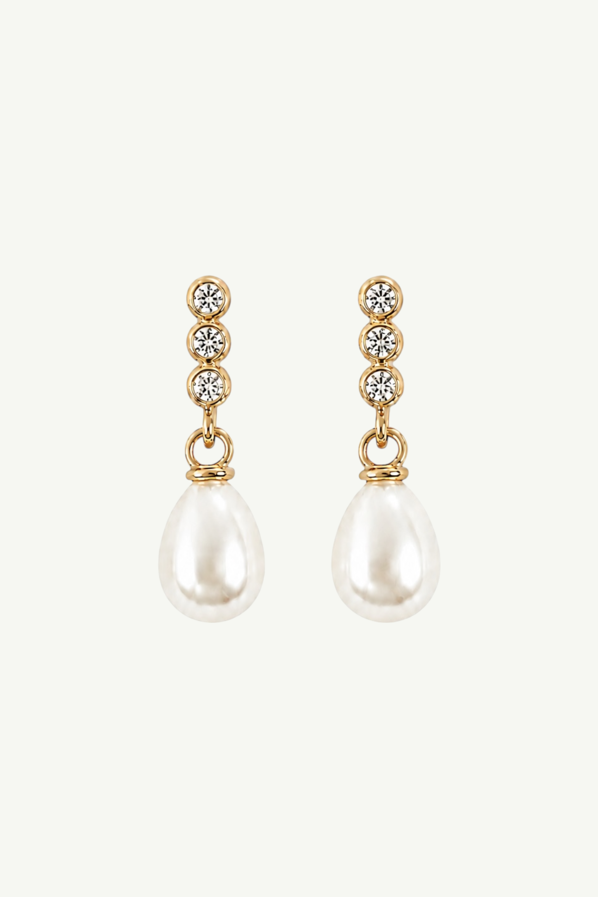Bezel Line Pearl Drop Earrings