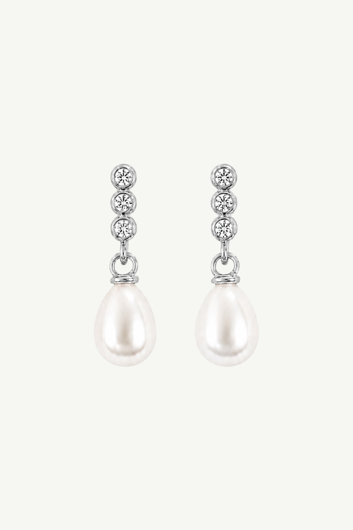 Bezel Line Pearl Drop Earrings