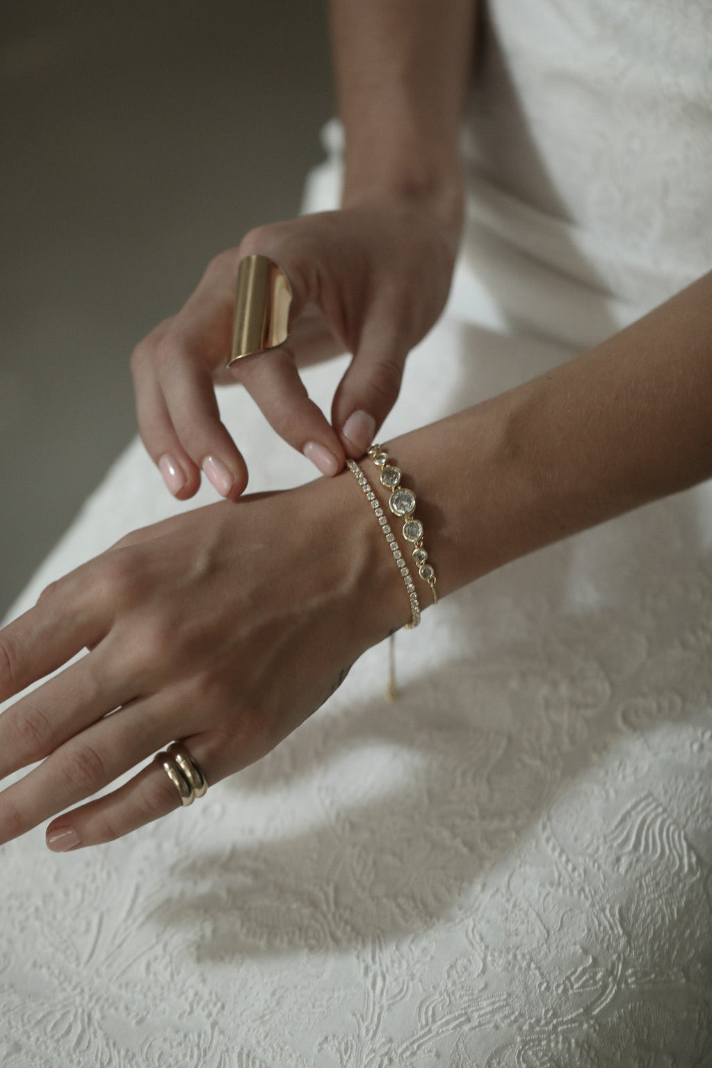 Bezel Gold Bolo Bracelet