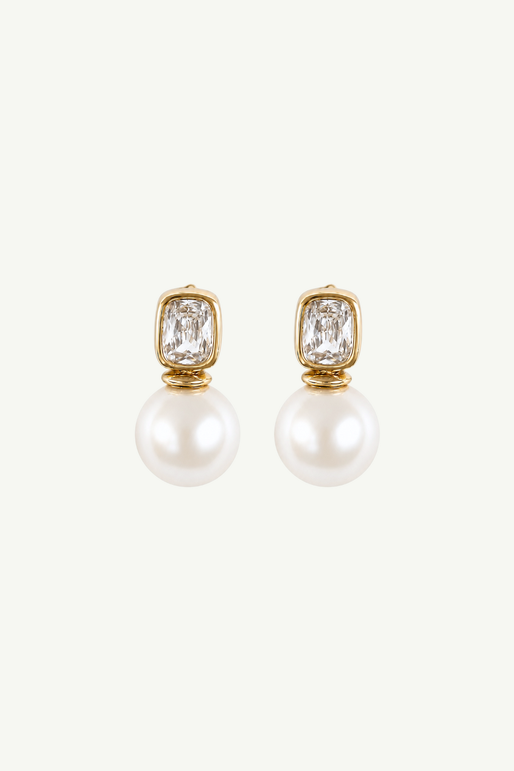 Bezel Pearl Stud Drop Earring