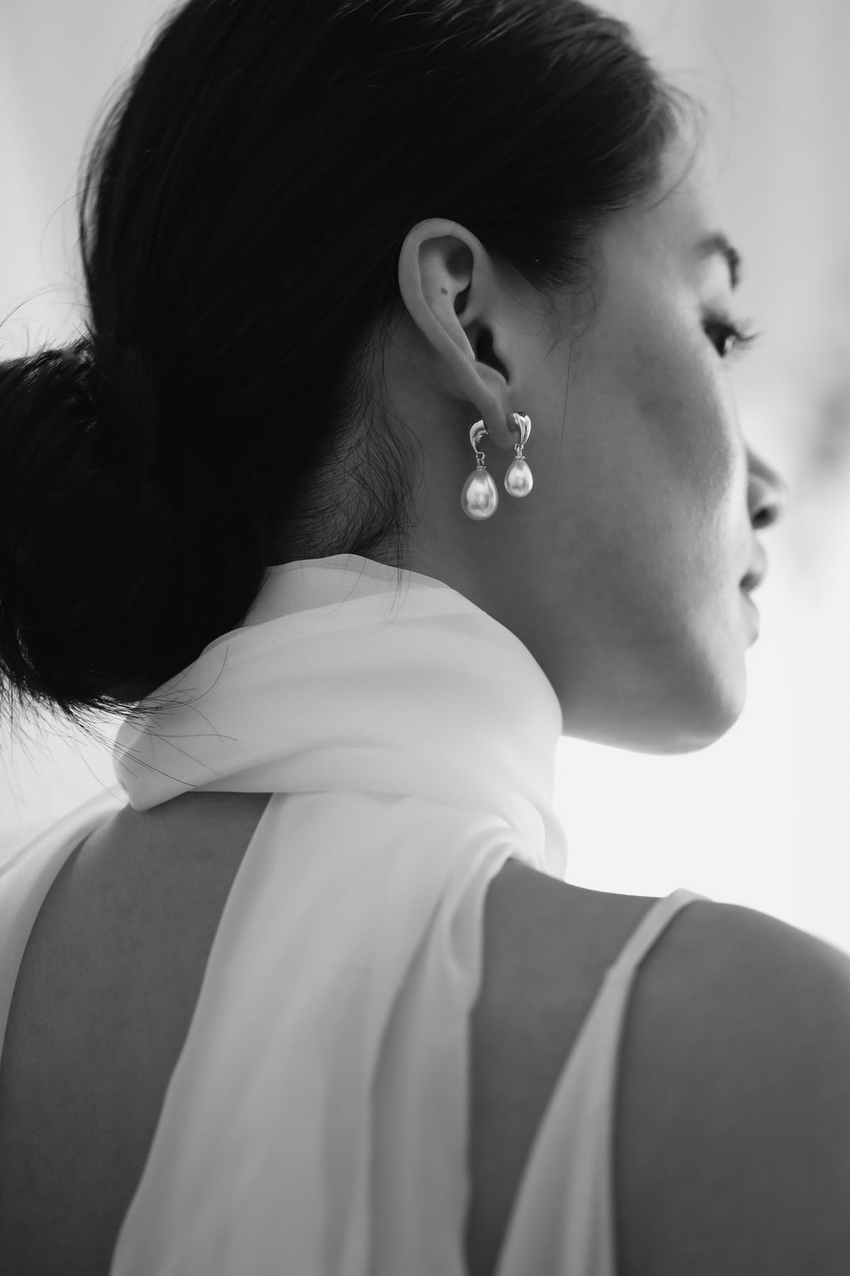 Gilded Asymmetric Pearl Drop Earrings