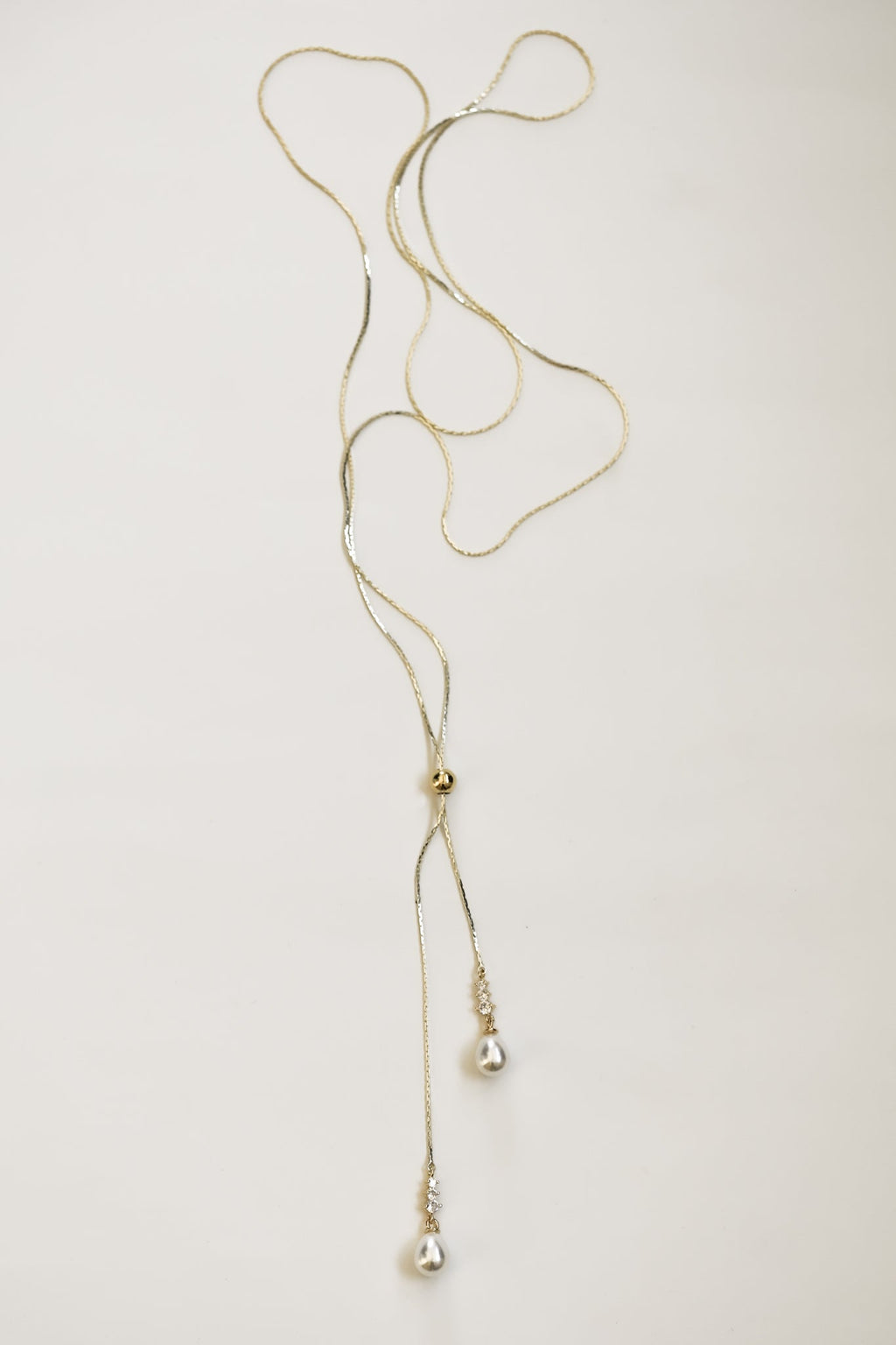 Pearl Crystal Lariat Necklace
