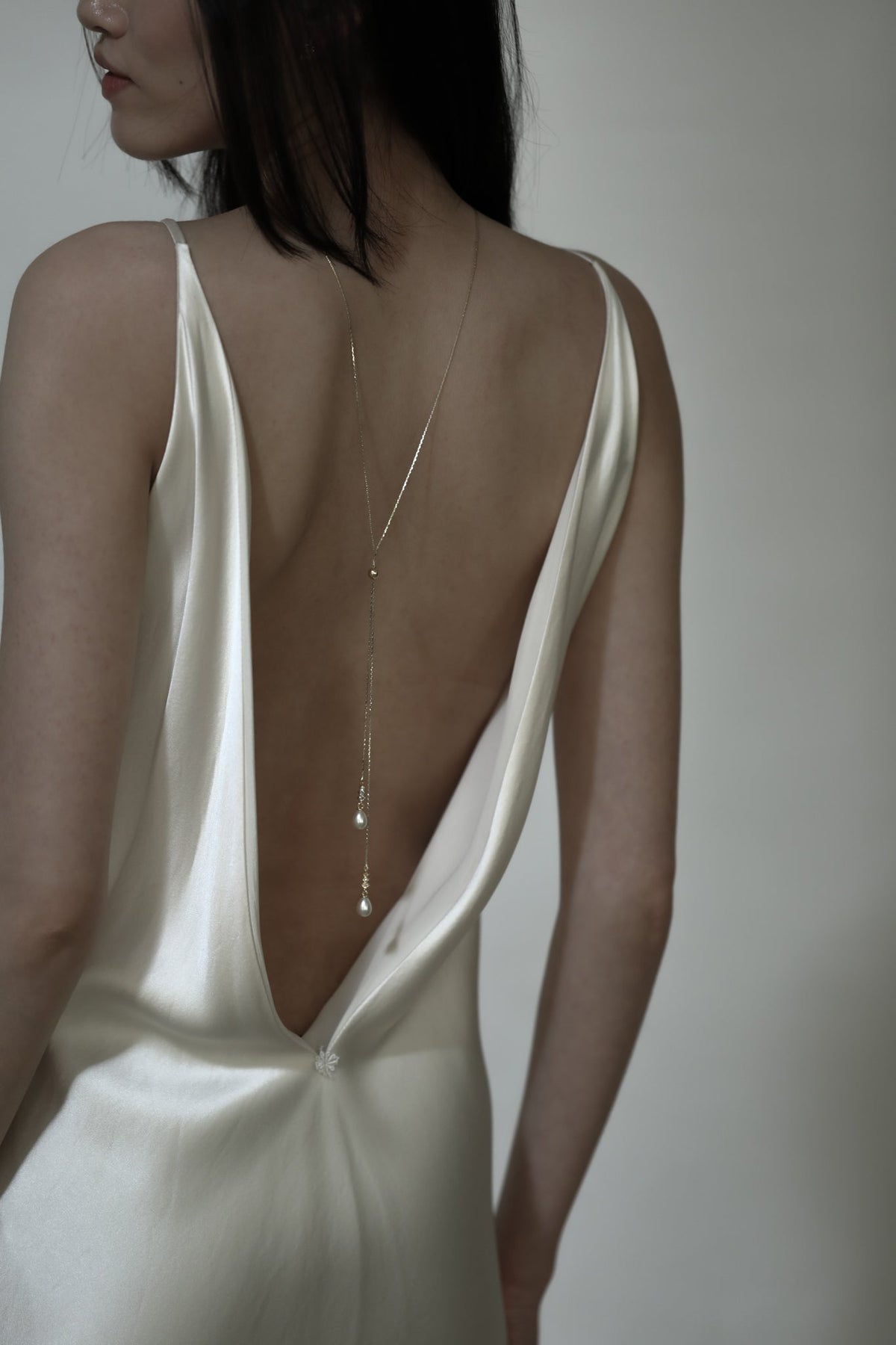 Pearl Crystal Lariat Necklace