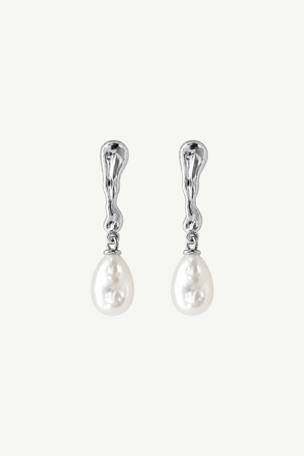 Sculptural Line Pearl Drop Earrings